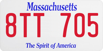 MA license plate 8TT705