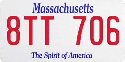 MA license plate 8TT706