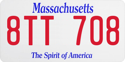 MA license plate 8TT708