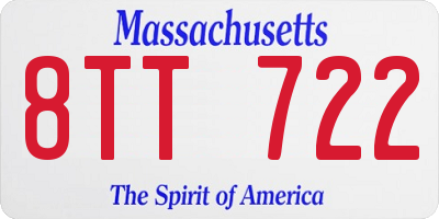 MA license plate 8TT722
