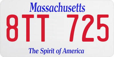 MA license plate 8TT725