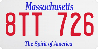 MA license plate 8TT726