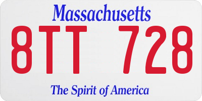 MA license plate 8TT728