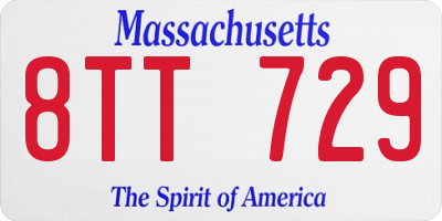 MA license plate 8TT729