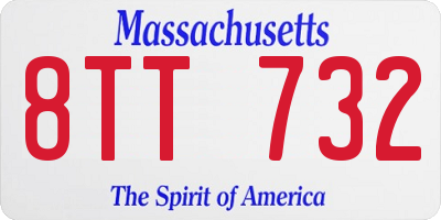 MA license plate 8TT732