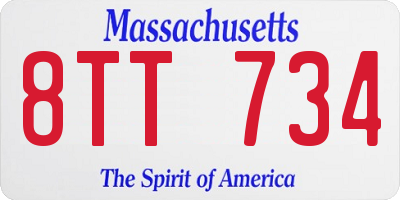 MA license plate 8TT734