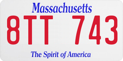 MA license plate 8TT743