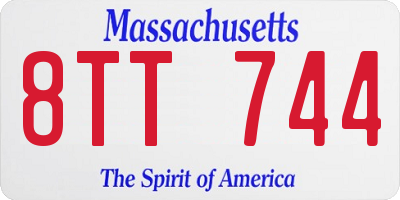 MA license plate 8TT744