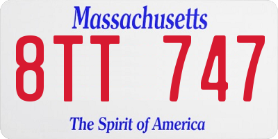 MA license plate 8TT747
