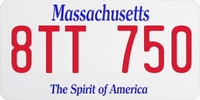 MA license plate 8TT750