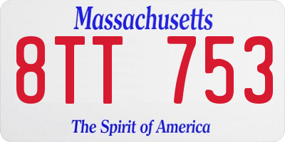 MA license plate 8TT753