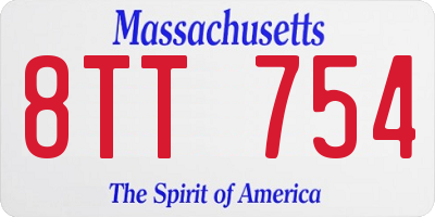 MA license plate 8TT754