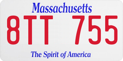 MA license plate 8TT755