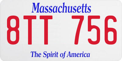 MA license plate 8TT756