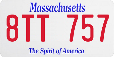 MA license plate 8TT757