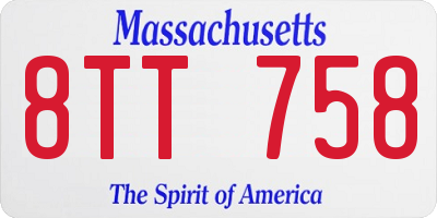 MA license plate 8TT758