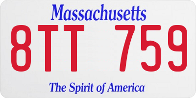 MA license plate 8TT759