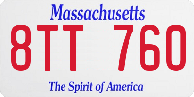 MA license plate 8TT760