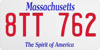 MA license plate 8TT762