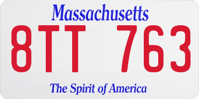 MA license plate 8TT763