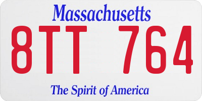 MA license plate 8TT764