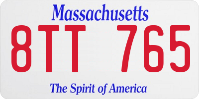 MA license plate 8TT765