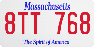 MA license plate 8TT768