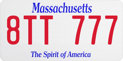 MA license plate 8TT777