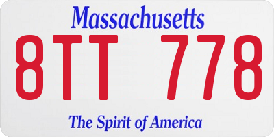 MA license plate 8TT778