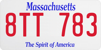 MA license plate 8TT783