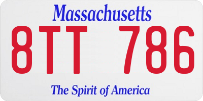 MA license plate 8TT786