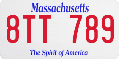 MA license plate 8TT789