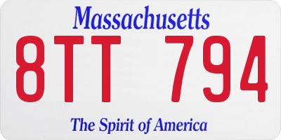MA license plate 8TT794