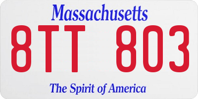 MA license plate 8TT803