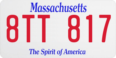 MA license plate 8TT817