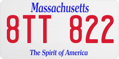 MA license plate 8TT822