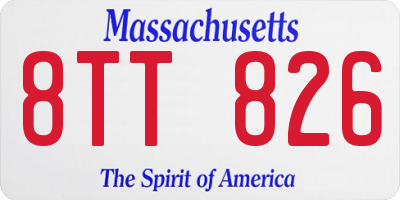 MA license plate 8TT826