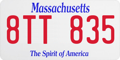 MA license plate 8TT835