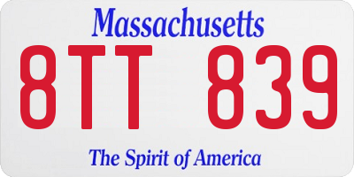 MA license plate 8TT839