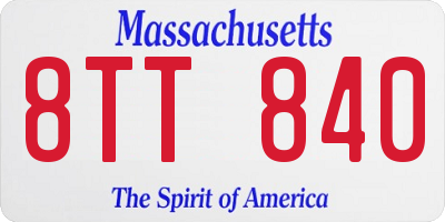 MA license plate 8TT840