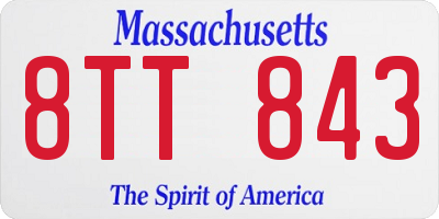 MA license plate 8TT843