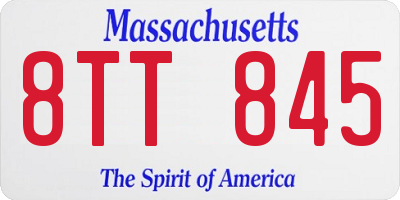 MA license plate 8TT845