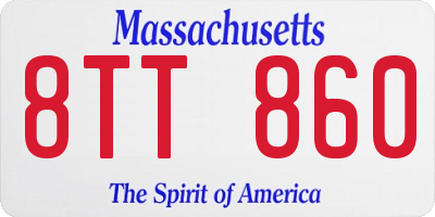 MA license plate 8TT860