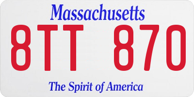 MA license plate 8TT870