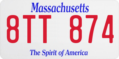 MA license plate 8TT874