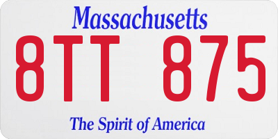 MA license plate 8TT875