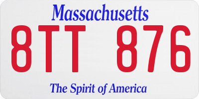 MA license plate 8TT876