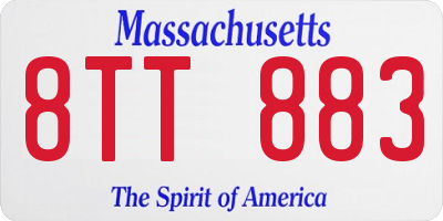 MA license plate 8TT883