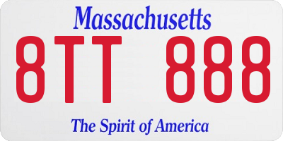 MA license plate 8TT888