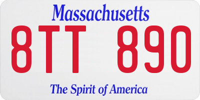 MA license plate 8TT890